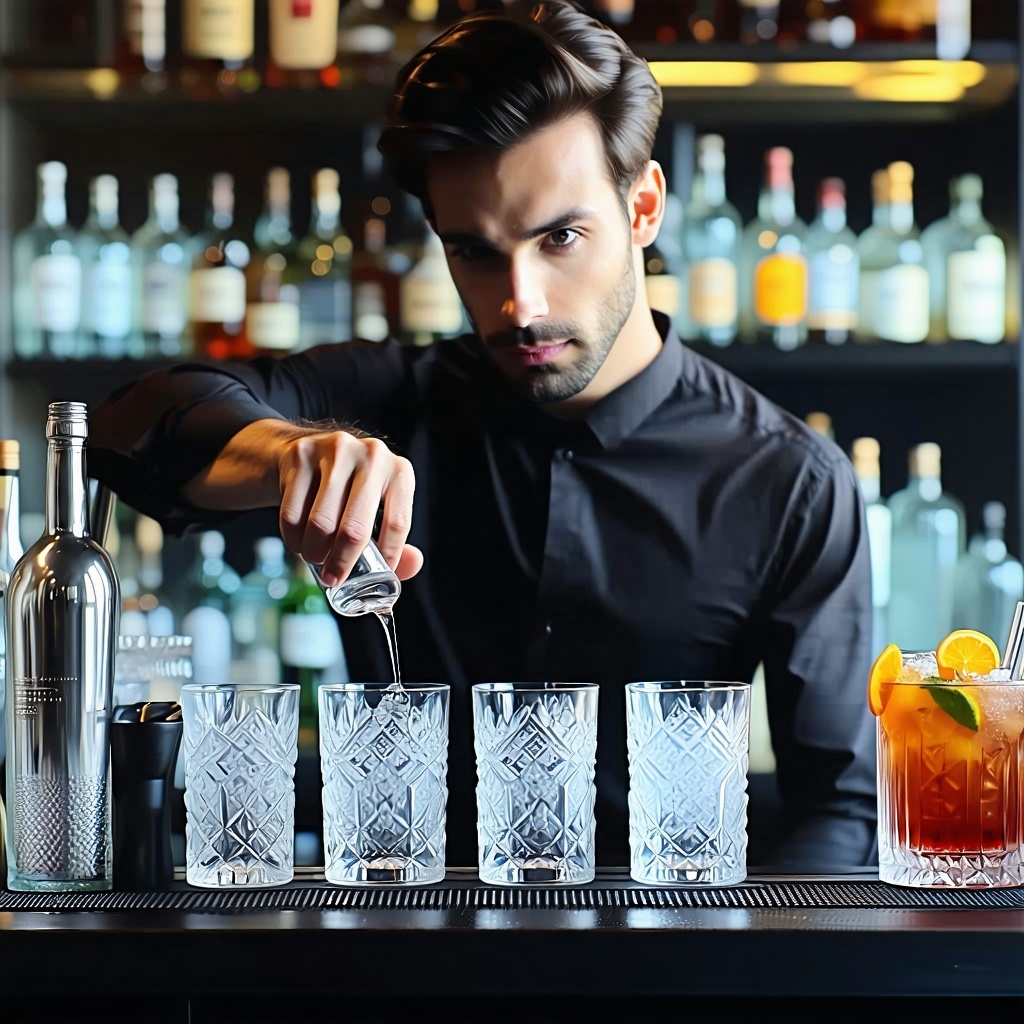 a bartender cleaning glasses